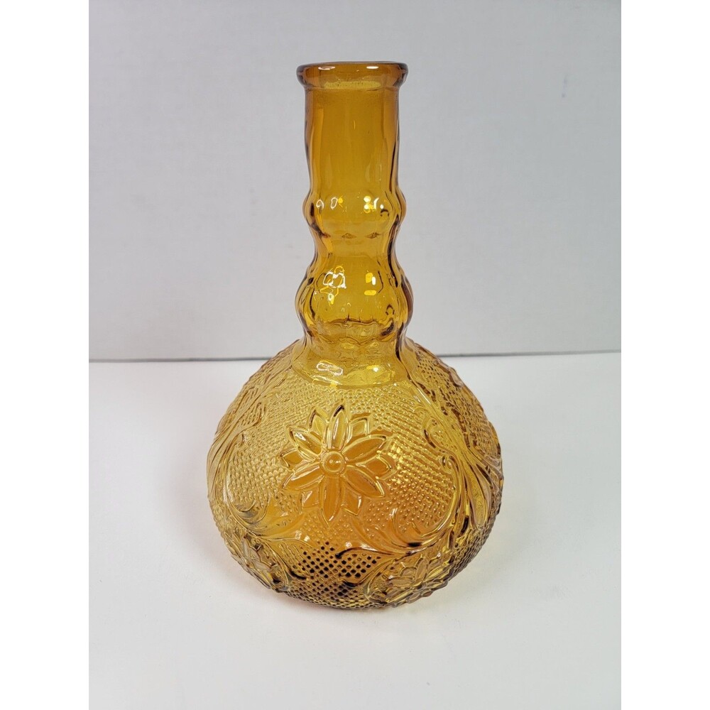 1970s Indiana Glass Tiara Amber Sandwich Decanter No Stopper